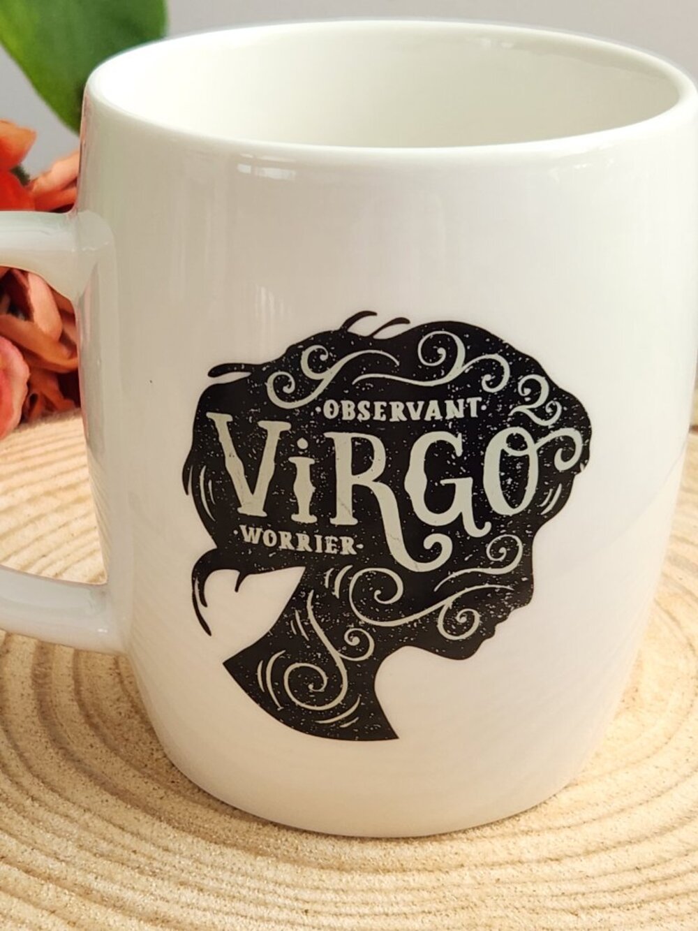Threshold Virgo Zodiac Black Silhouette Porcelain Coffee Cup Mug
